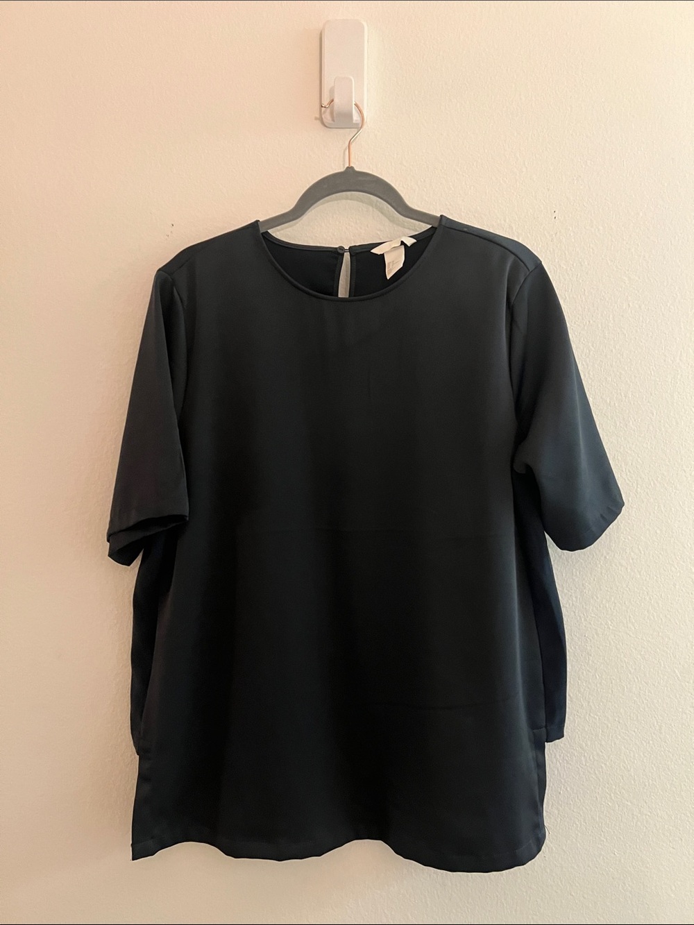 H&M Black Short Sleeve Crew Neck Top Size 14